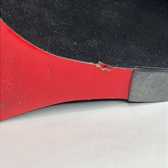 CHRISTIAN LOUBOUTIN 41.5 Black Suede Belle Zeppa 100 Wedge Zip Ankle Boots - Picture 5 of 10